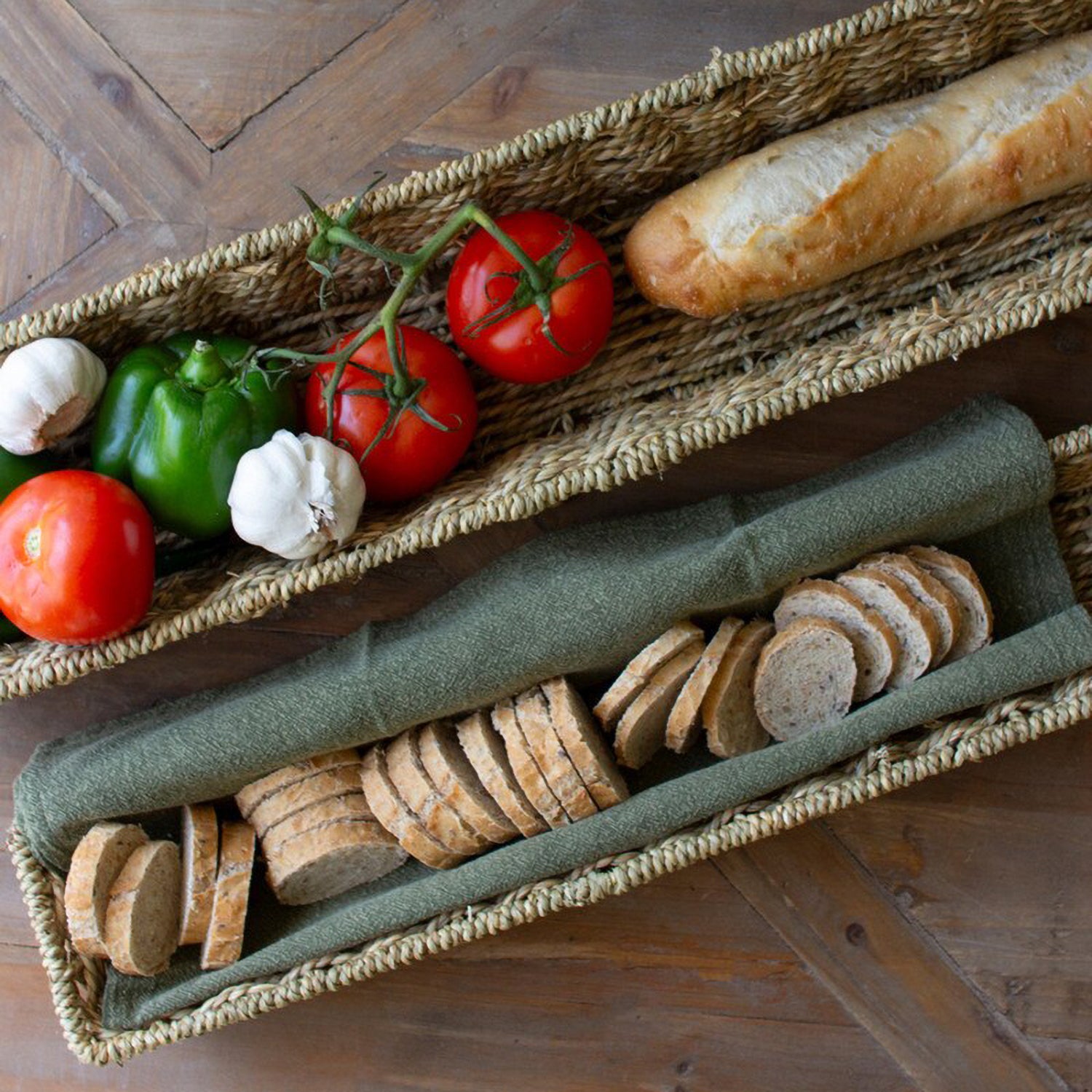 Woven Seagrass Bread Basket Set of 2