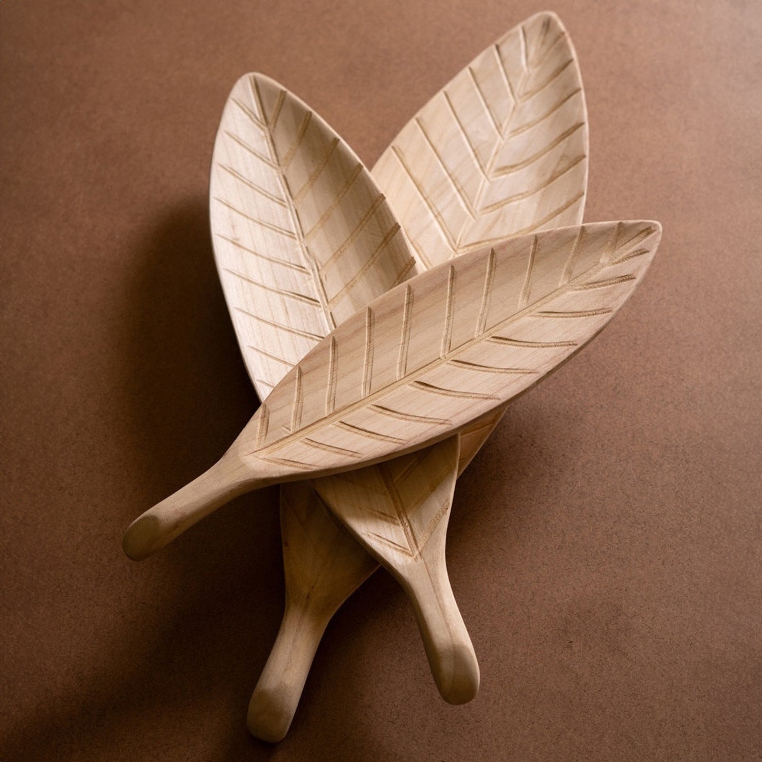 Wooden Leaf Tray Set of 3