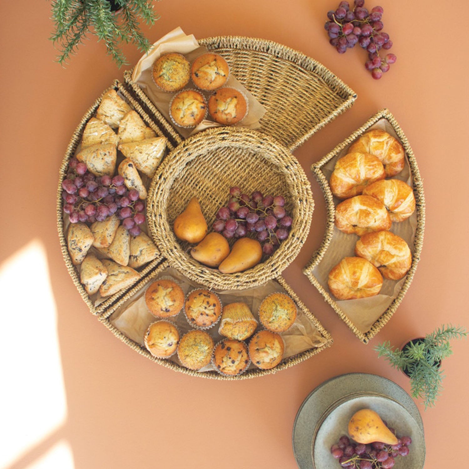 Woven Vine Five Piece Round Serving Set