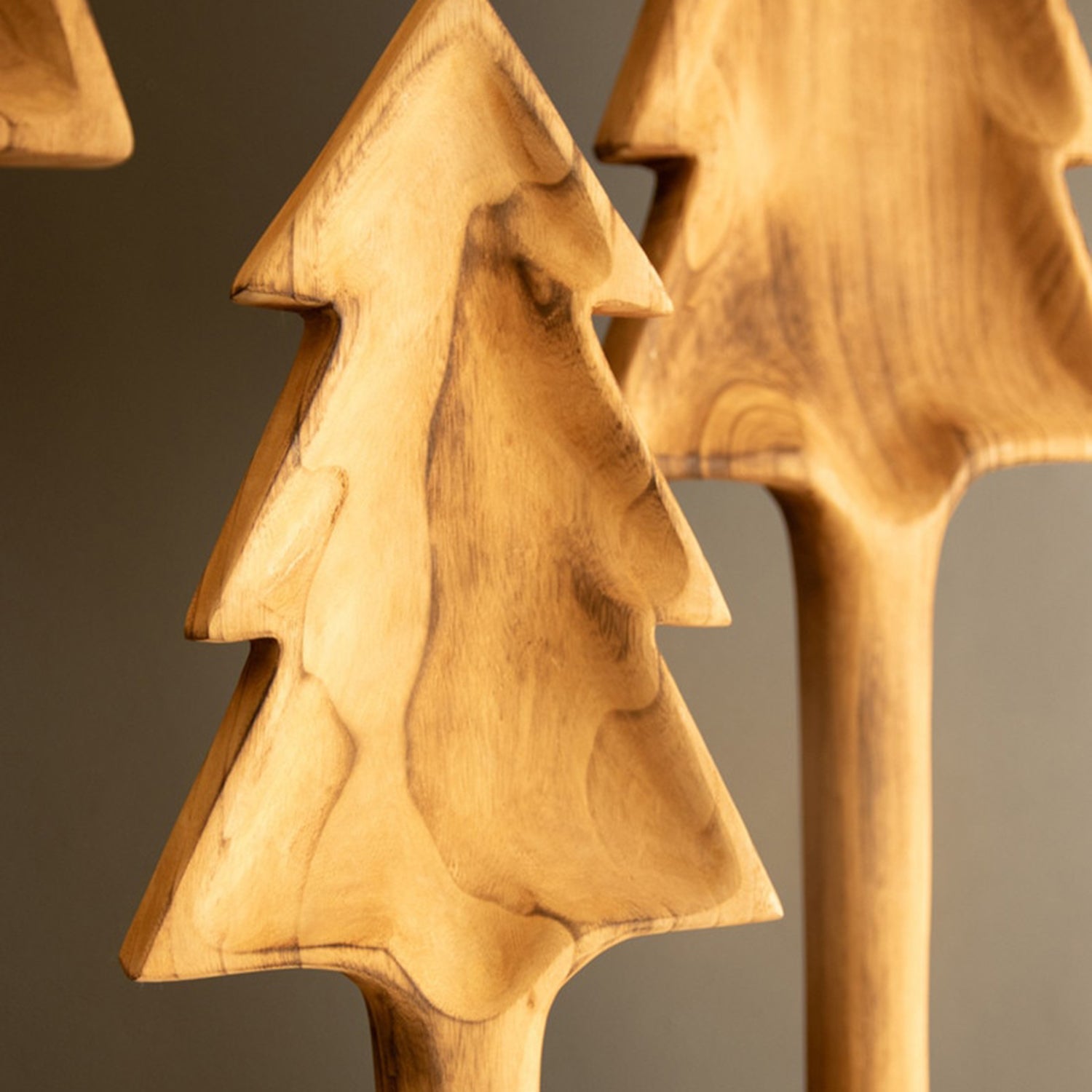 Tall Wooden Christmas Tree on Base Set of 3