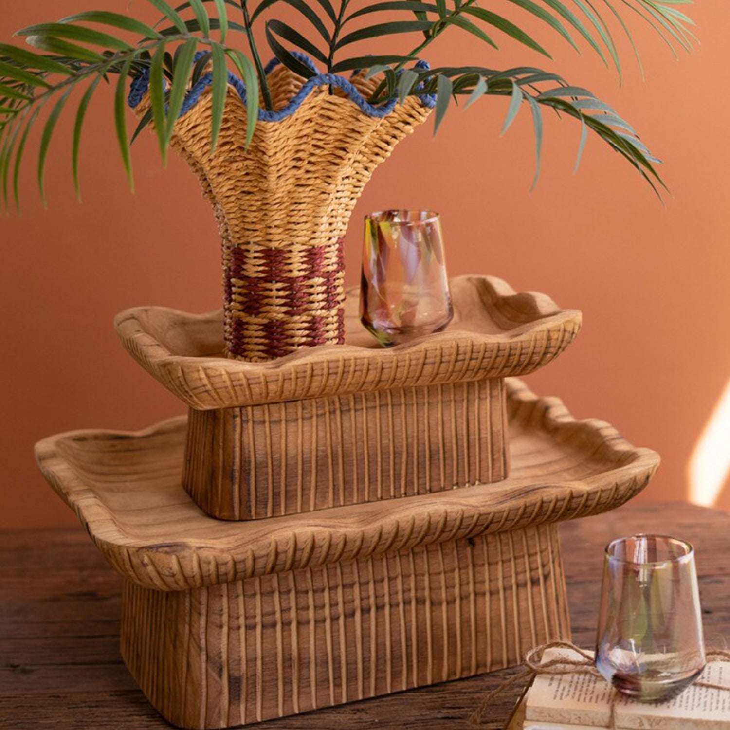 Rectangle Wooden Compote Set of 2