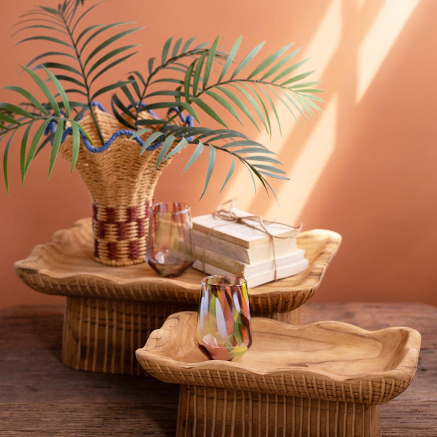 Rectangle Wooden Compote Set of 2