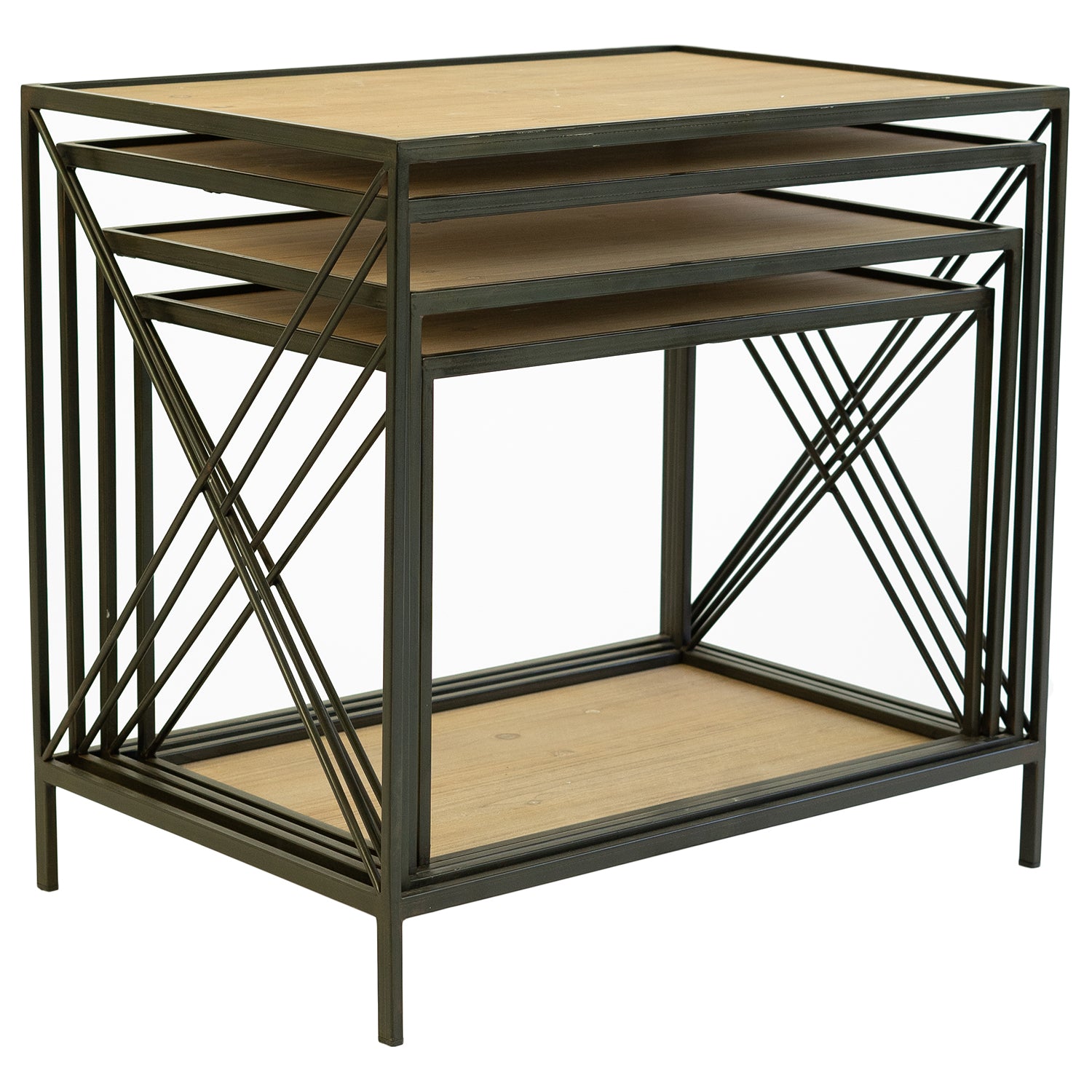 Metal & Wood Tiered Shelf Set of 4