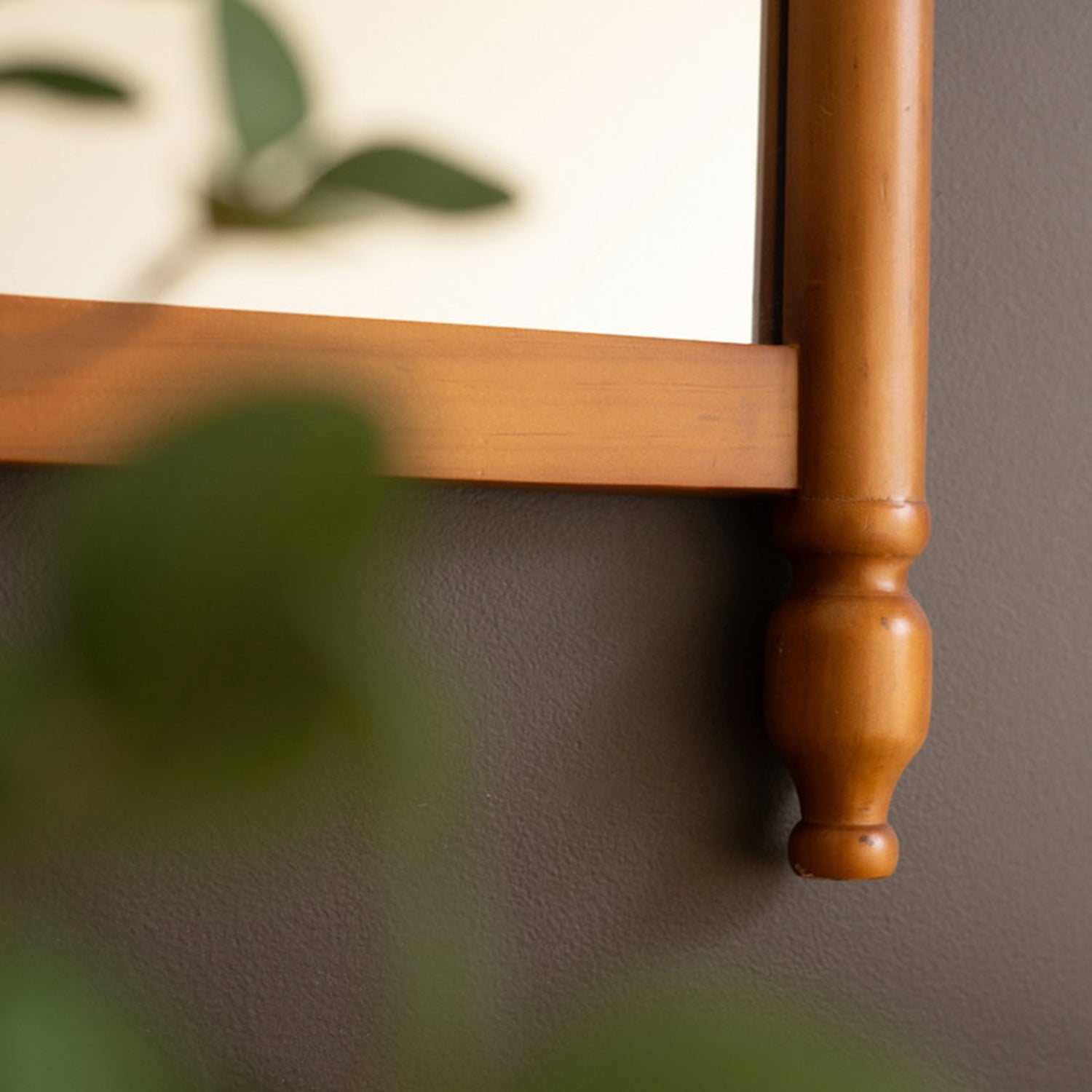 Wood Framed Mirror with Finials