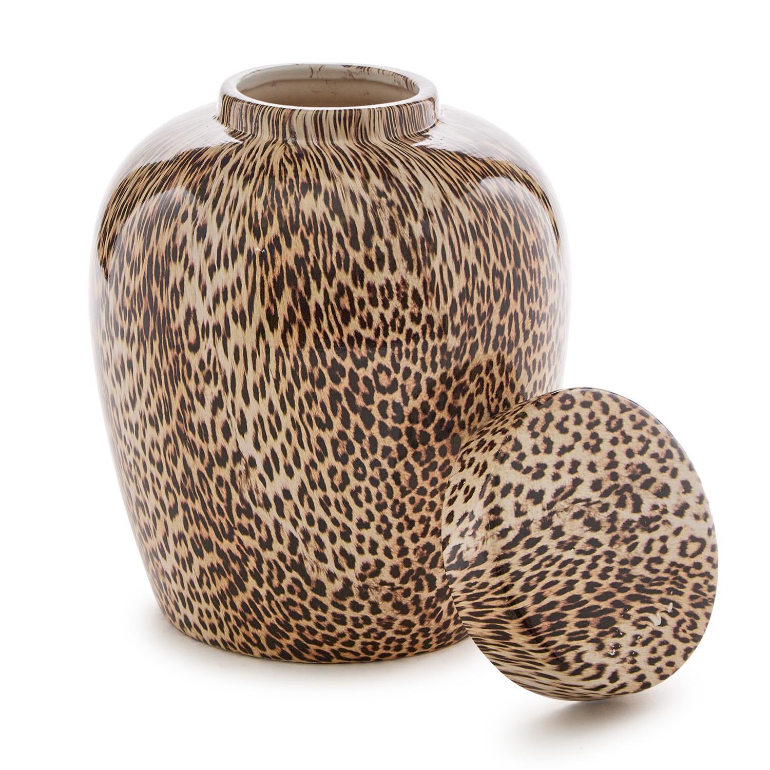 Leopard Print Covered Jar