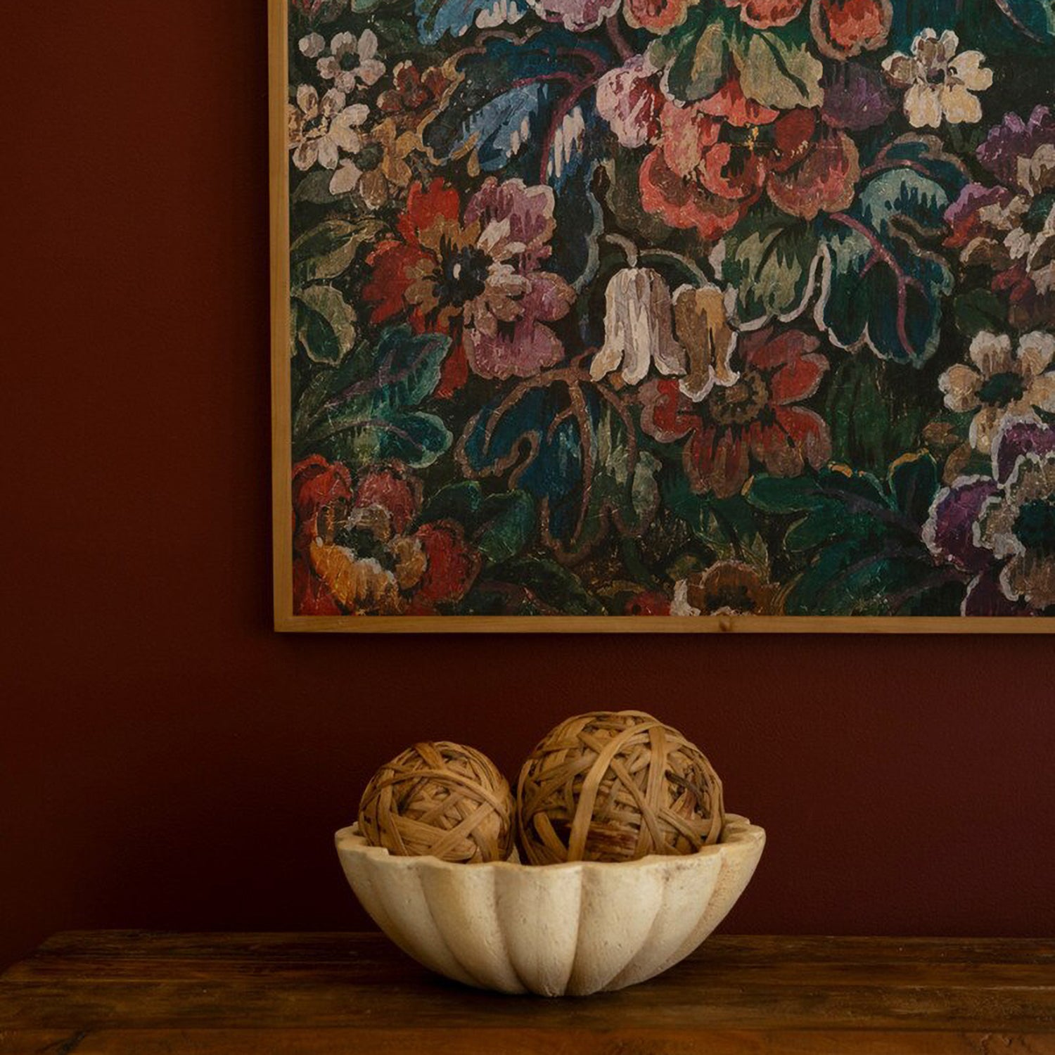 Wood Framed Floral Artwork