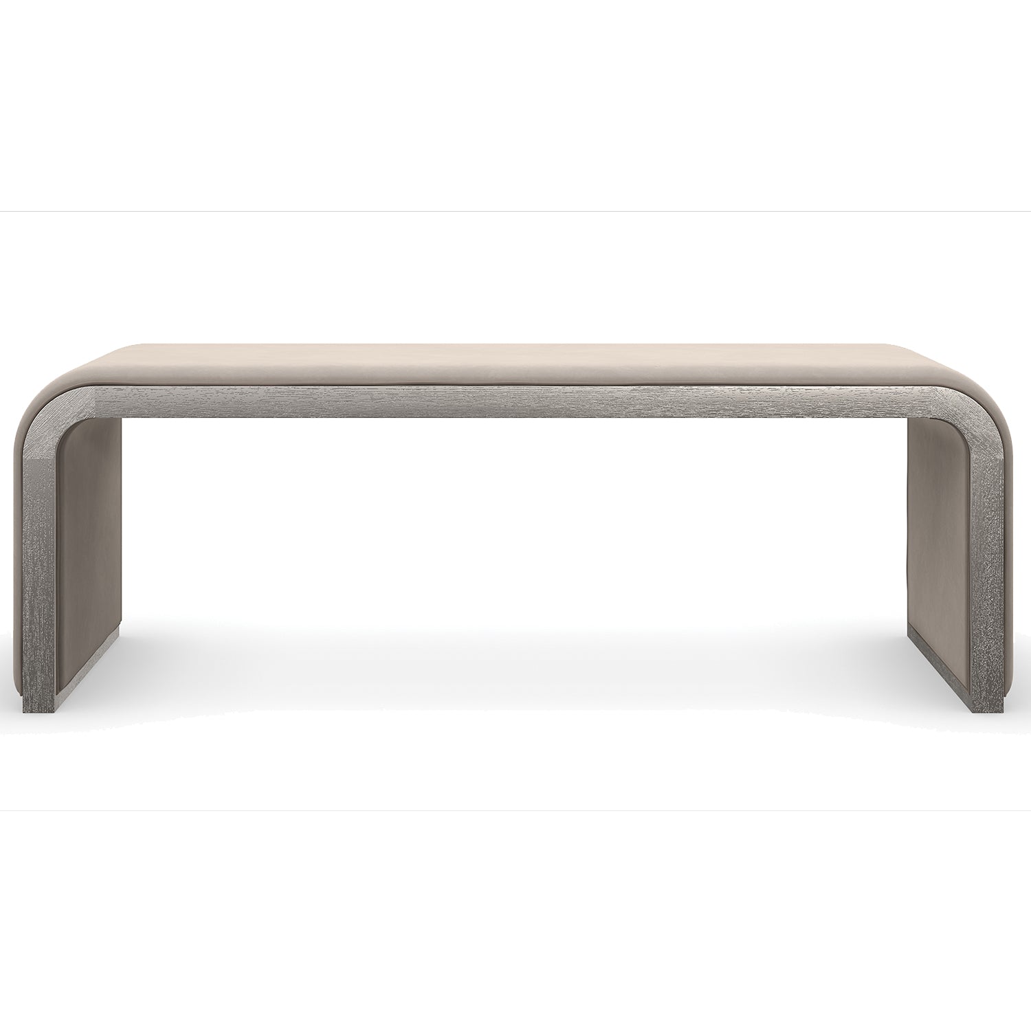 Caracole Traverse Silver Bench in Silver Driftwood, styled in a room setting