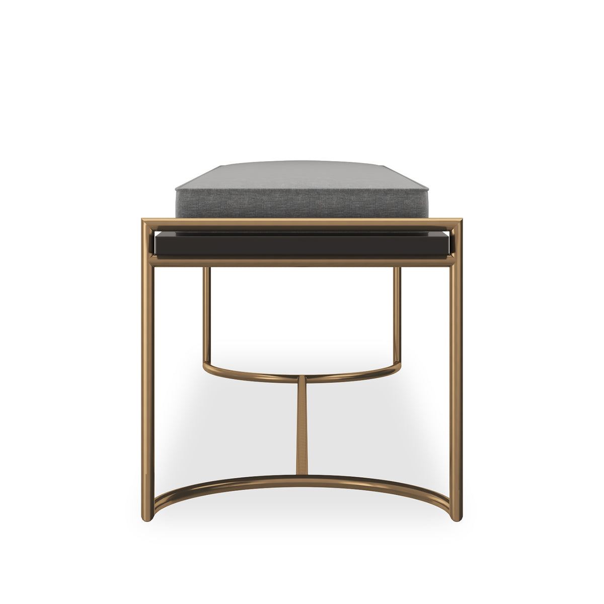 Caracole Slim Line Bench in Dark Chocolate & Champagne Gold — close-up of the finish