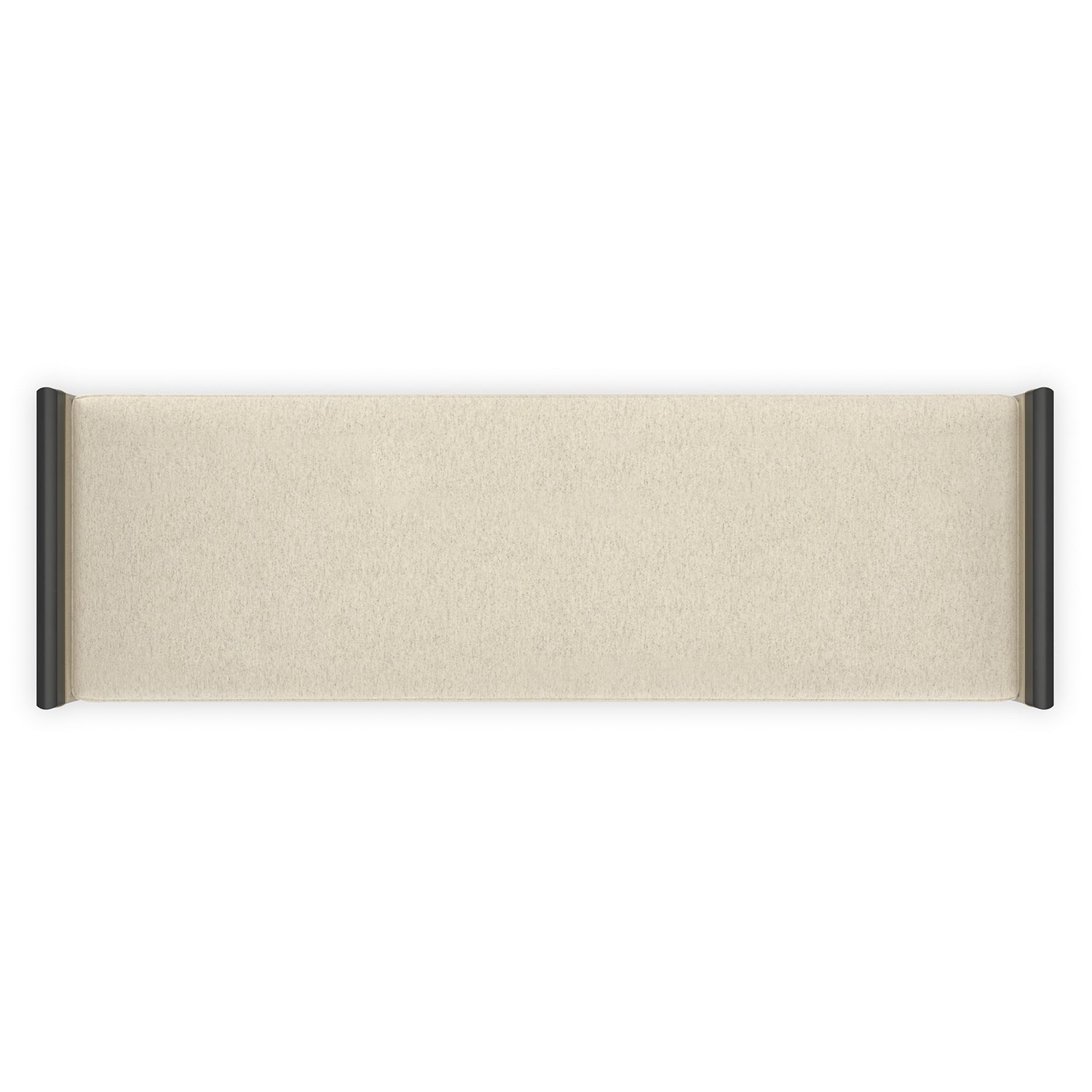 Caracole Crete Bench in Charred Bark, Brushed Gold Paint, Ivory Craze, close-up detail