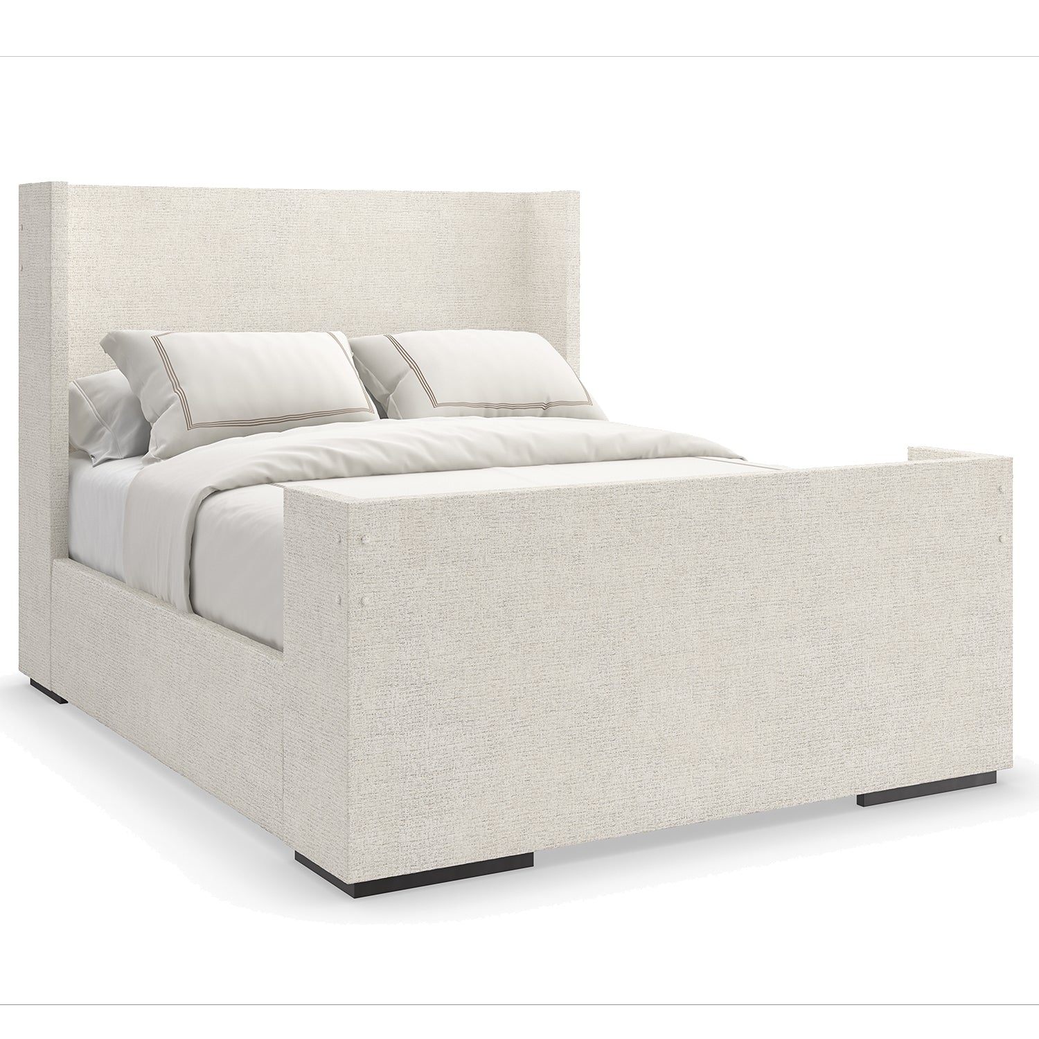 Caracole Shelter Me Bed in Cream, Almost Black, close-up detail