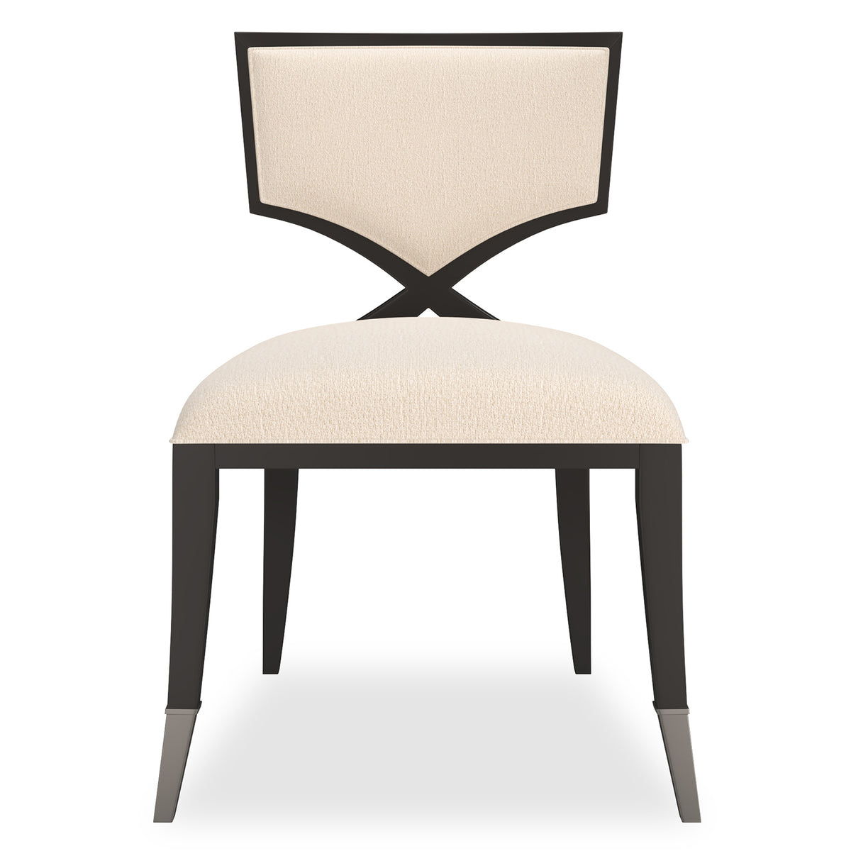 Caracole First Chair Dining Chair Set of 2 in Dark Chocolate & Deep Bonze — close-up of the finish