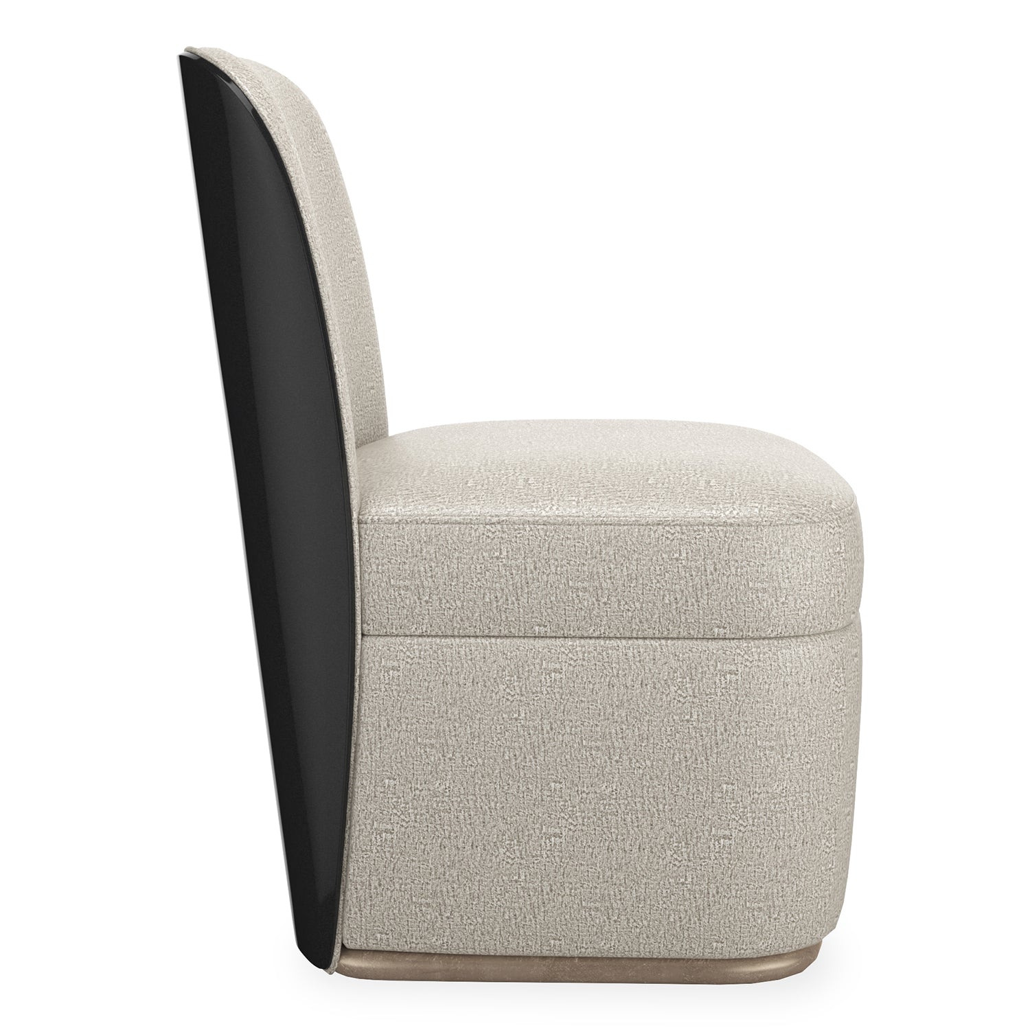 Caracole Cabochon Dining Chair side profile in Piano Black, Charcoal Leaf