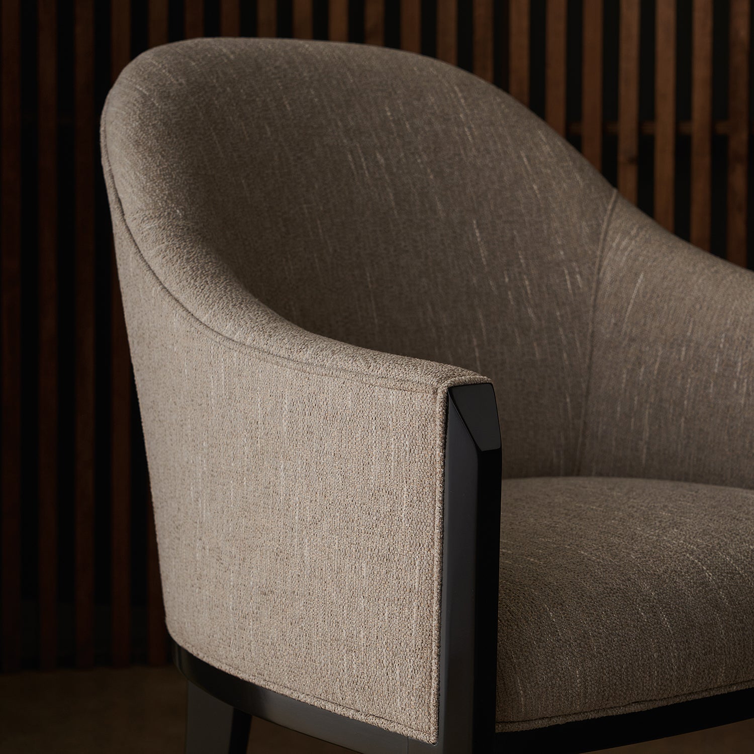 Caracole Next Course Dining Chair in Dark Chocolate — hardware and detailing