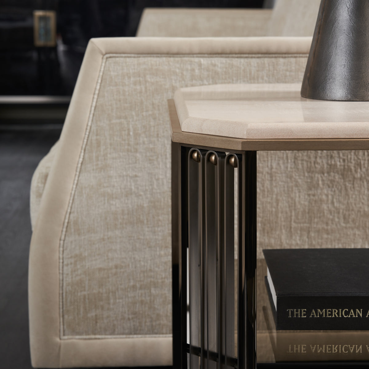 Caracole Limitless Beige Sofa in Beige, close-up detail