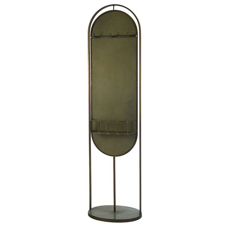 Oval Tall Floor Mirror With Rack