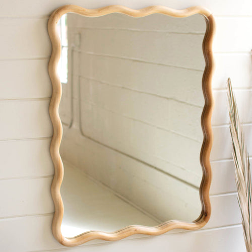 Wooden Squiggle Wall Mirror