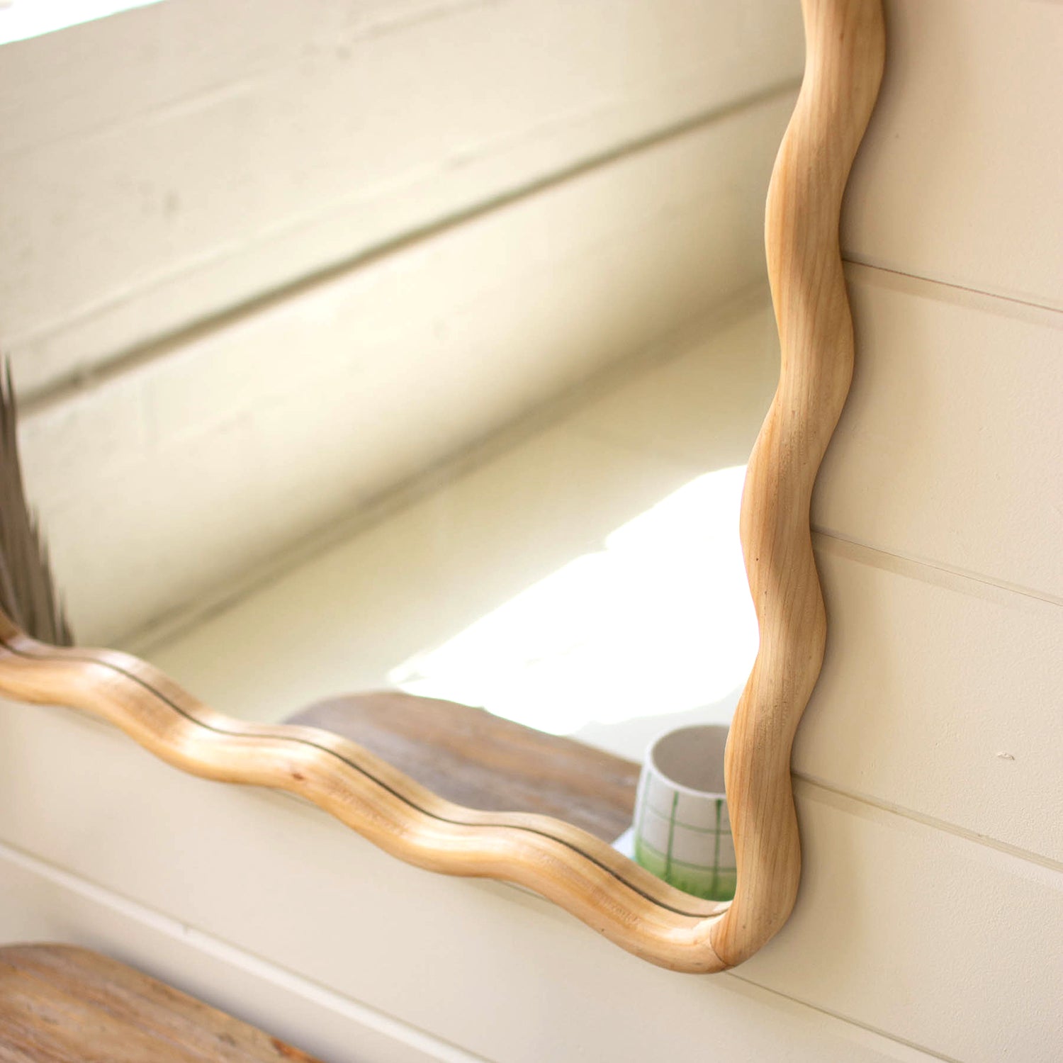 Wooden Squiggle Wall Mirror