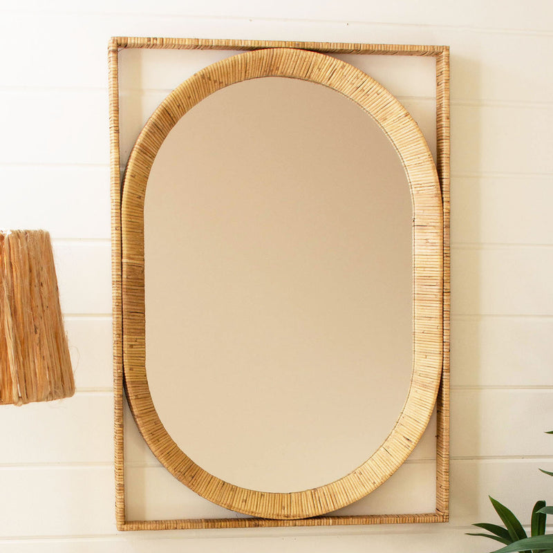 Cane Wrapped Wall Mirror