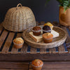 Wicker Serving Tray with Dome Cover Set of 2
