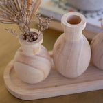Three Wooden Bud Vase on a Tray