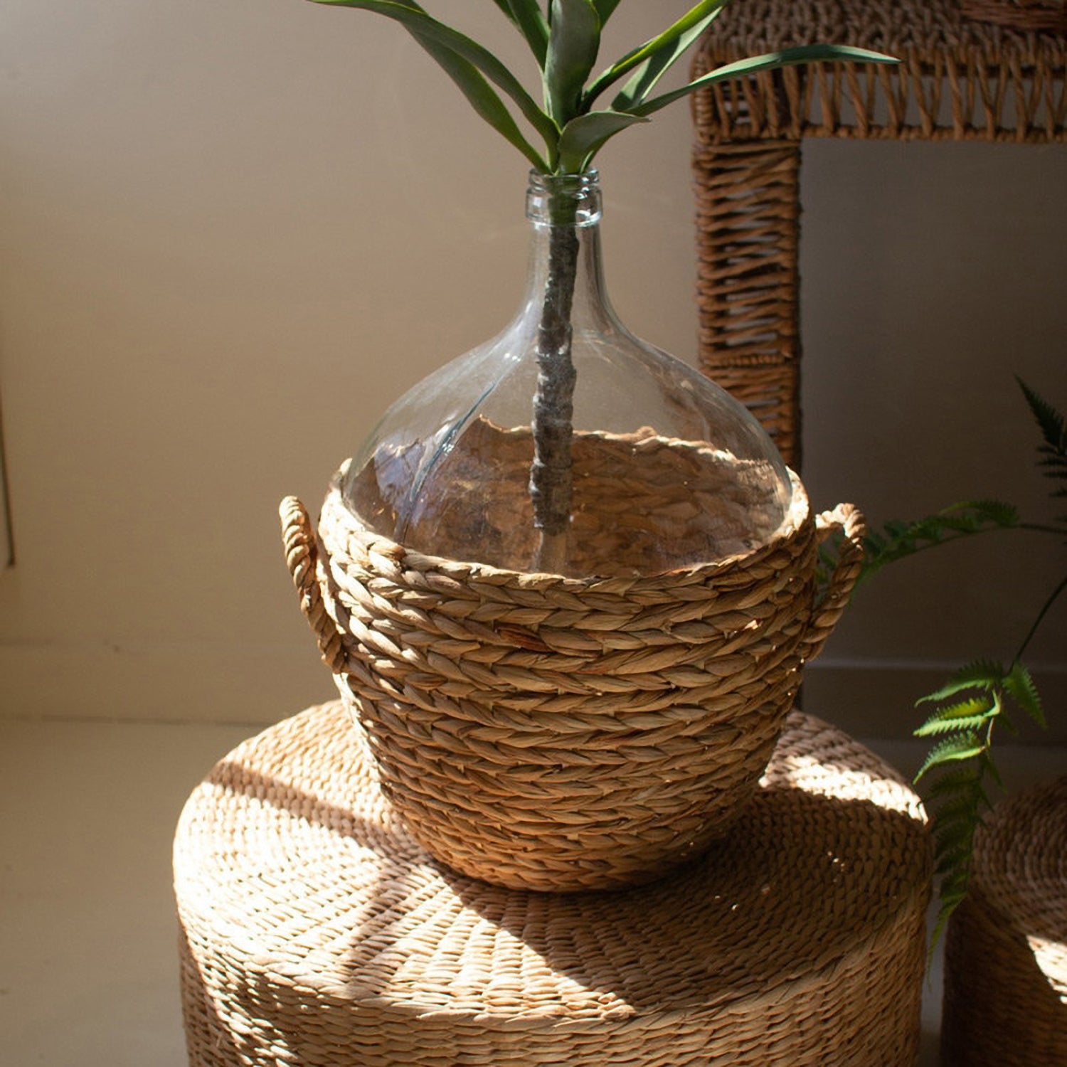 Water Hyacinth-Wrapped Wine Damigiana