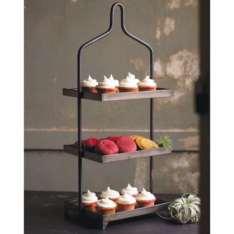 Three-Tiered Metal Serving Tray