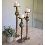 Antique Brass Candle Stand Set of 3