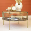 Round Wood And Metal Coffee Table