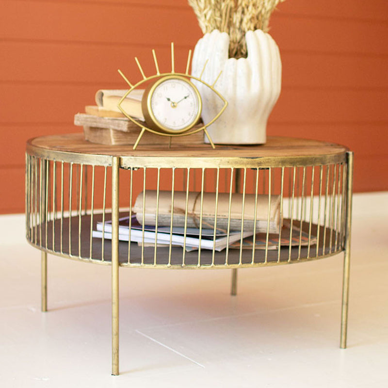 Round Wood And Metal Coffee Table