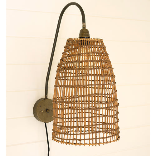 Wicker Dome Wall Sconce