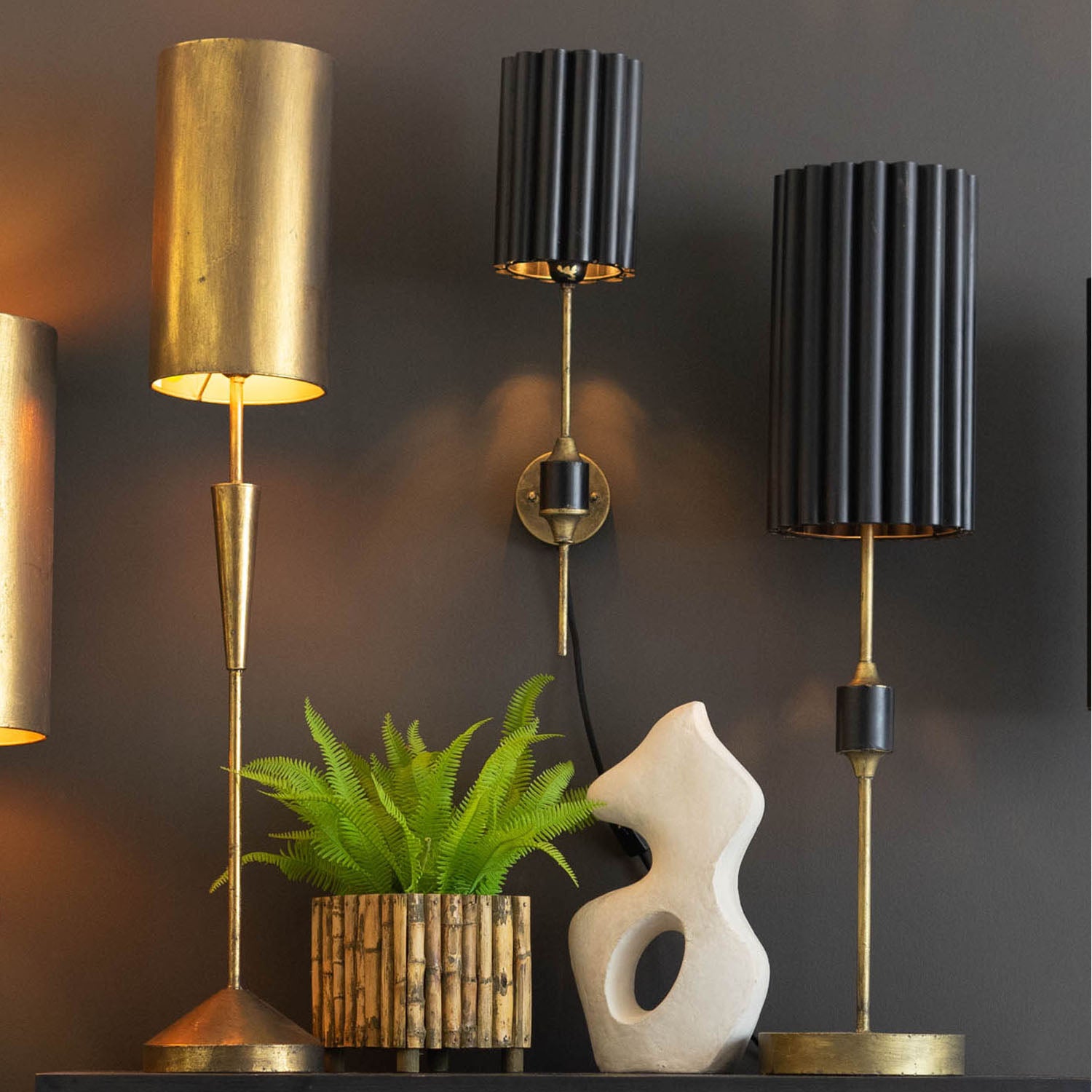 Antique Gold Barrel Table Lamp