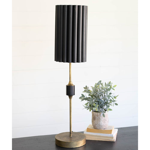 Fluted Black & Antique Gold Table Lamp