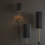 Fluted Black & Antique Gold Wall Sconce
