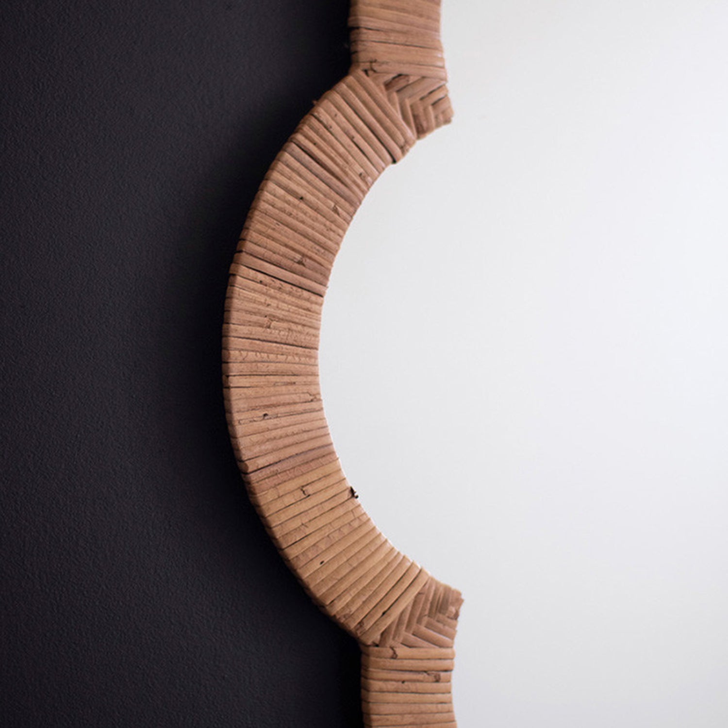 Flower Woven Cane Framed Wall Mirror