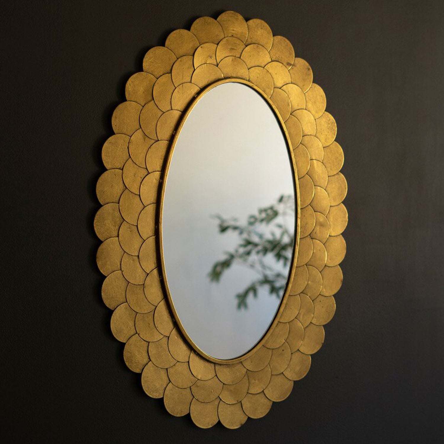 Layered Gold Scallop Framed Mirror