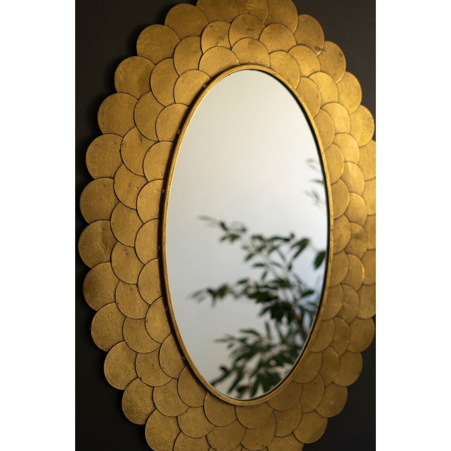 Layered Gold Scallop Framed Mirror