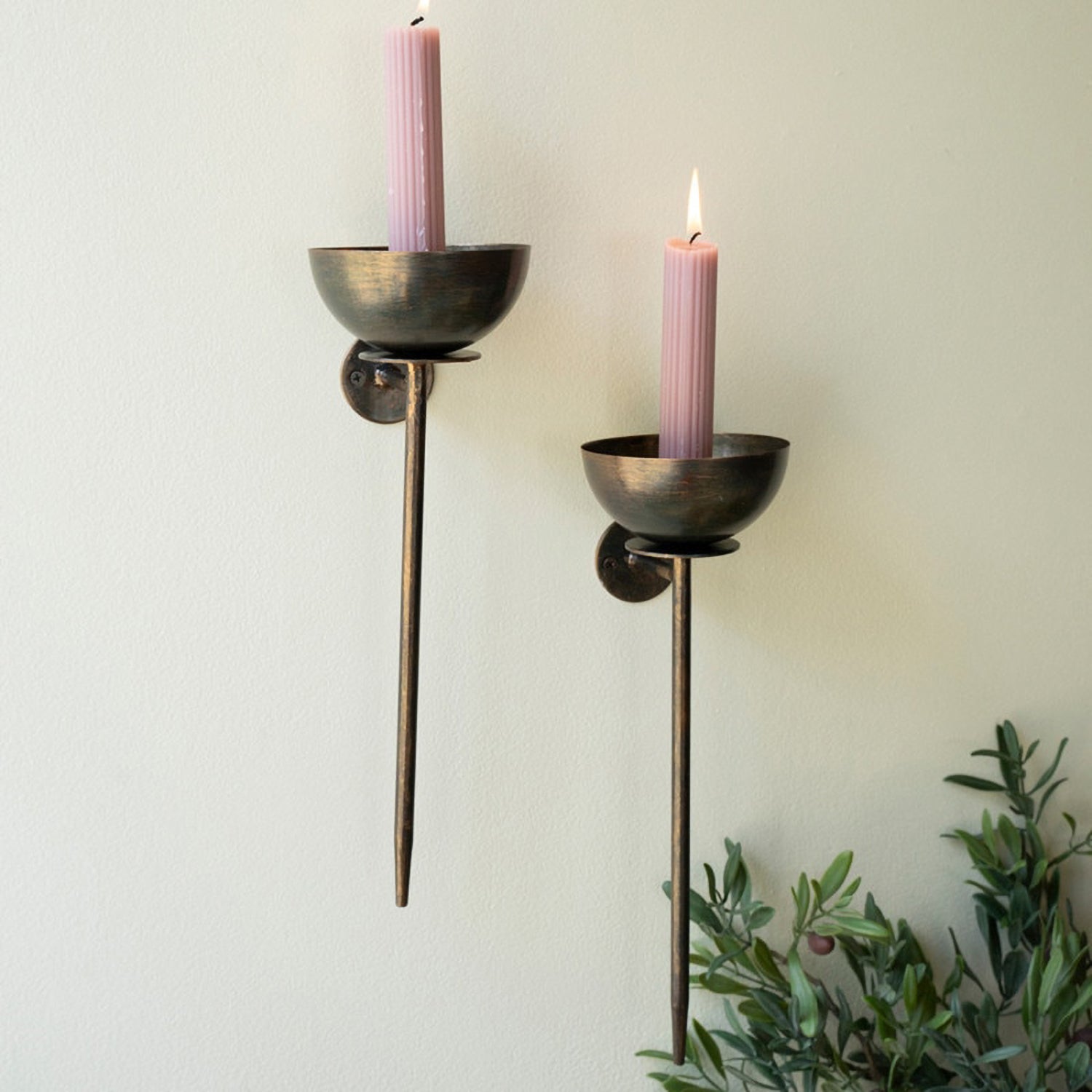 Metal Wall Taper Candle Holder Set of 2