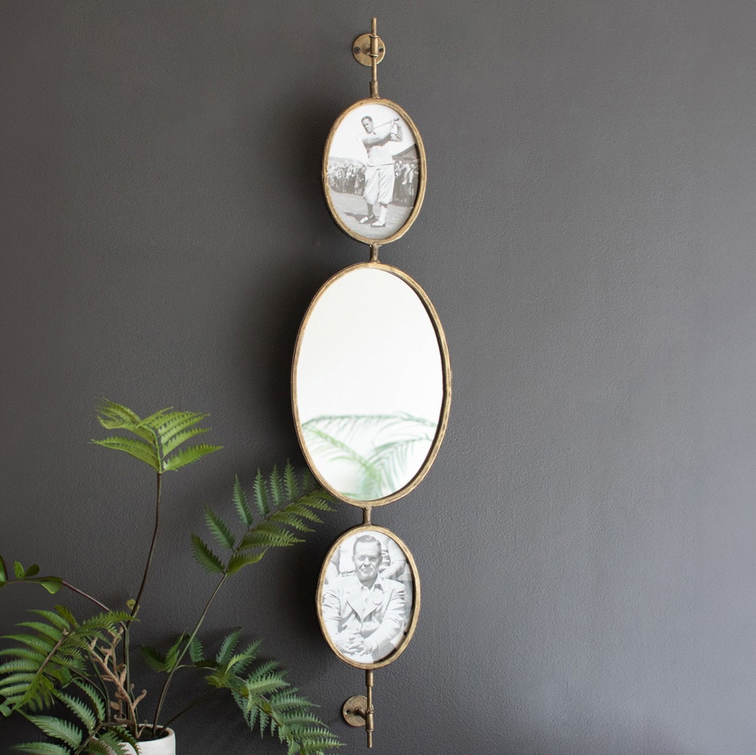 Antique Gold Rotating Wall Mirror and Photo Frames