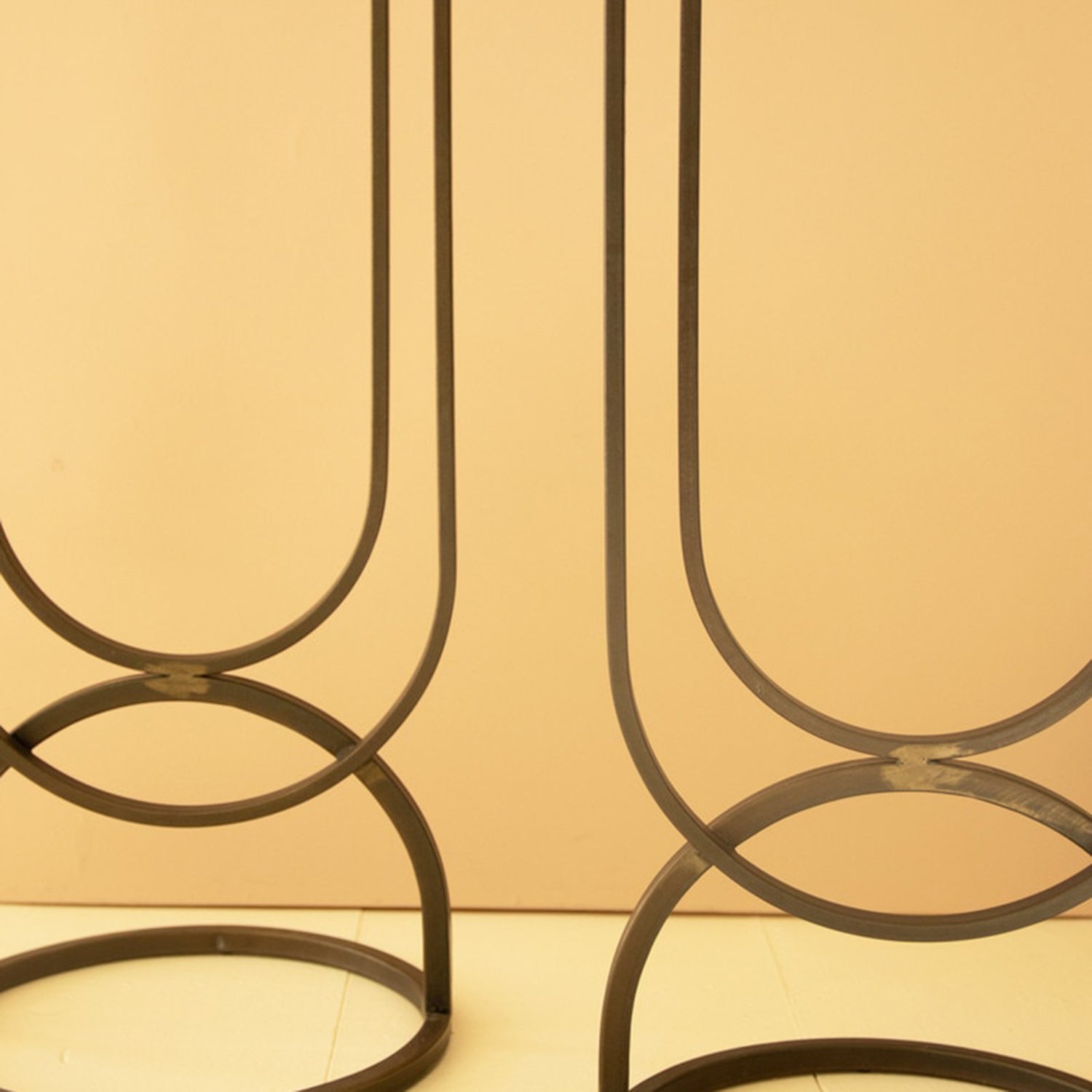 Metal Side Tables Recycled Wooden Top Set of 2