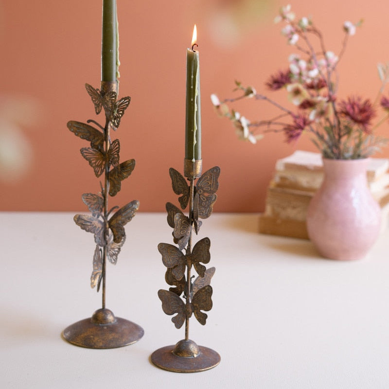 Butterflies Taper Candle Holder Set of 2
