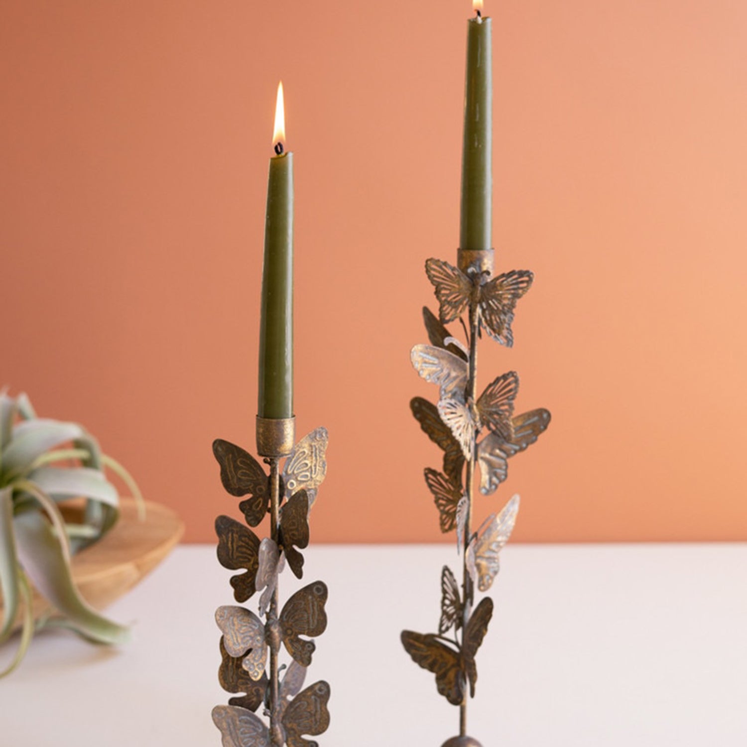 Butterflies Taper Candle Holder Set of 2