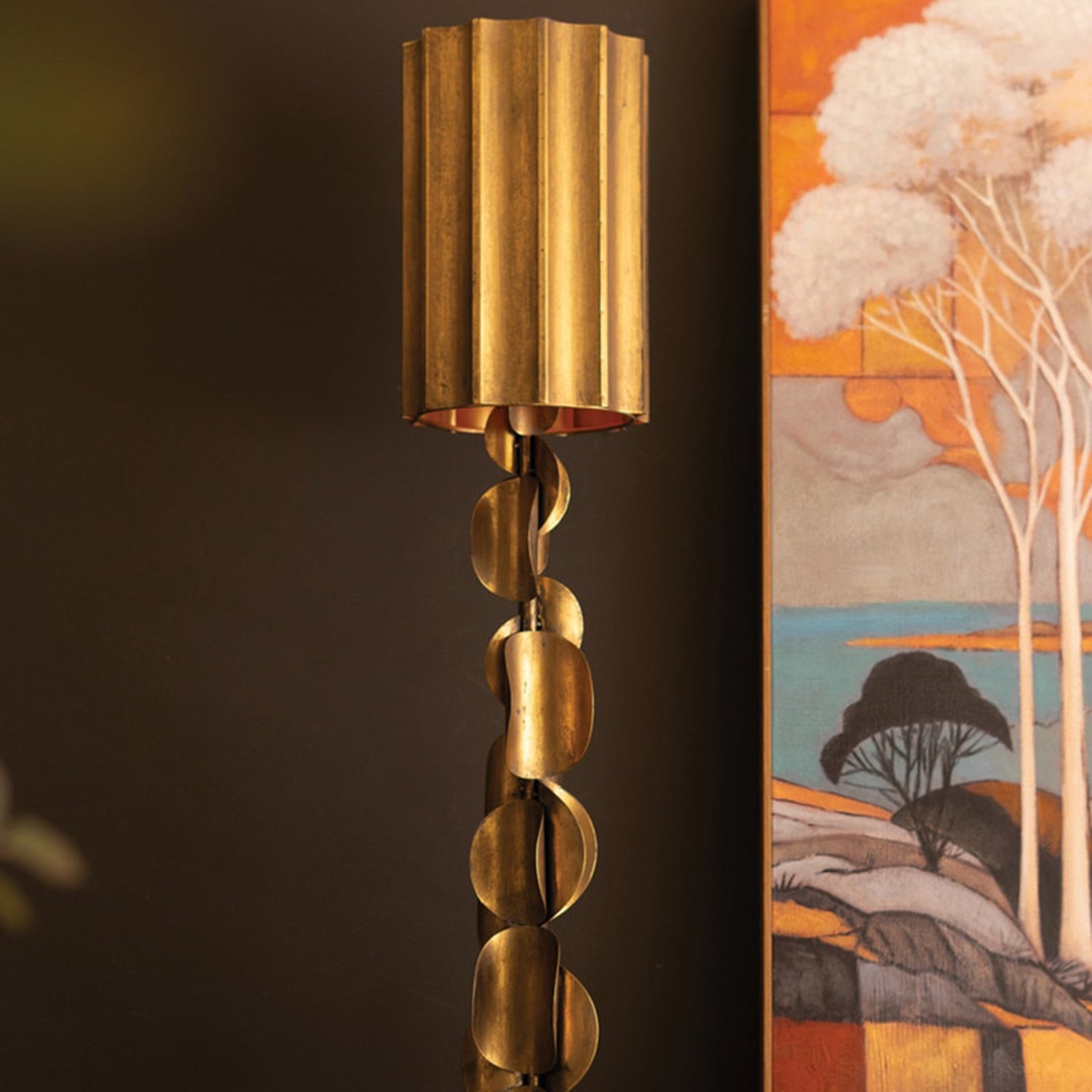 Tall Metal Antique Gold Table Lamp