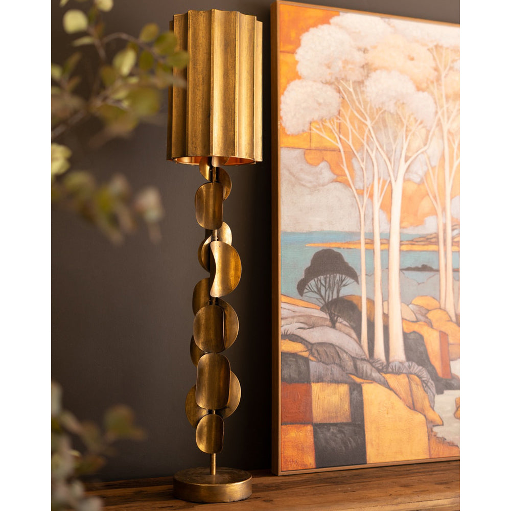 Tall Metal Antique Gold Table Lamp