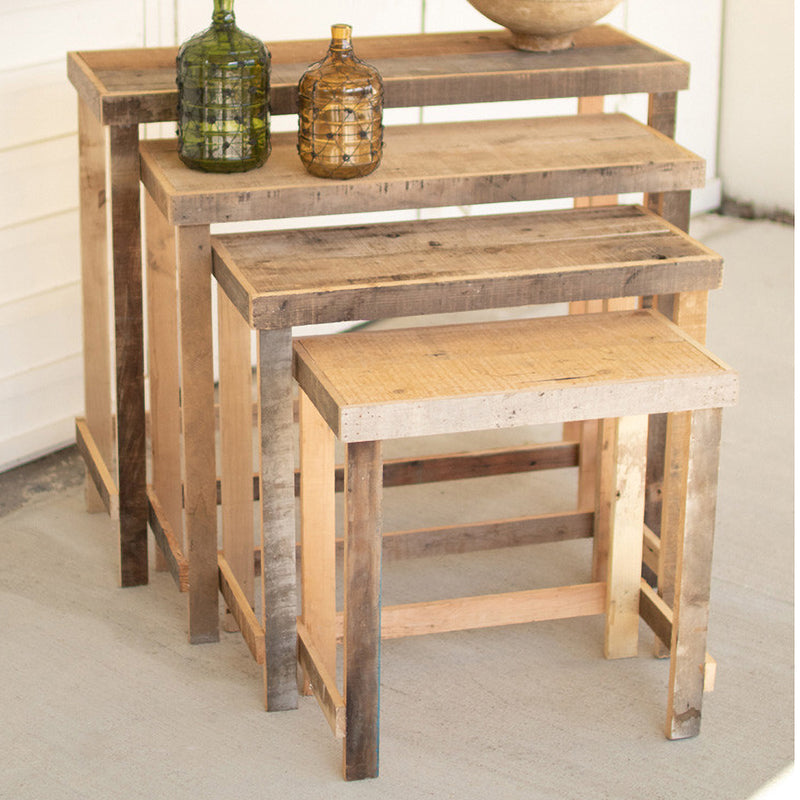 Rustic Wood Console Table Set of 4