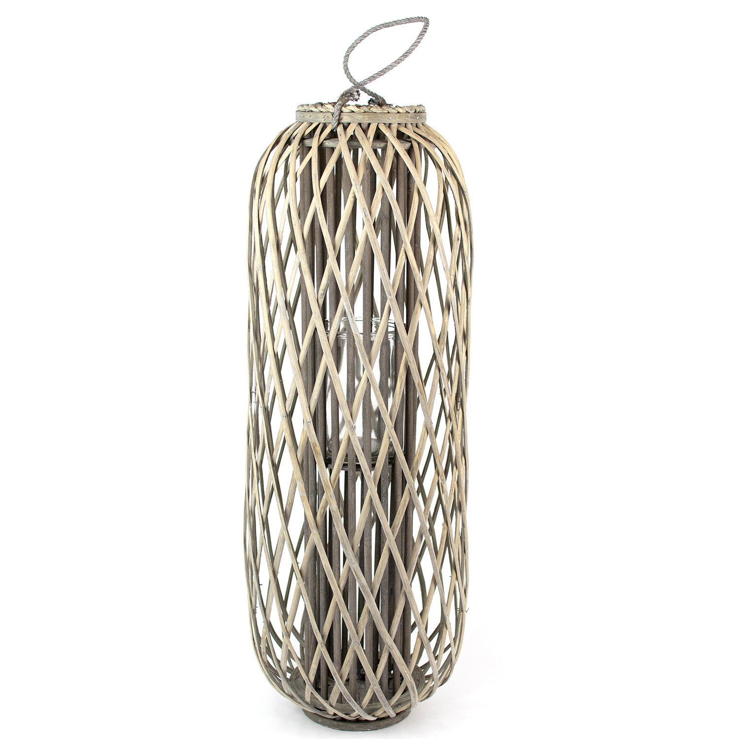 Willow Gray Tall Candle Lantern