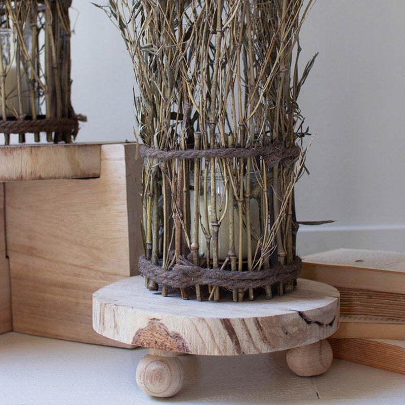 Natural Bamboo and Wood Tall Lantern Set of 3