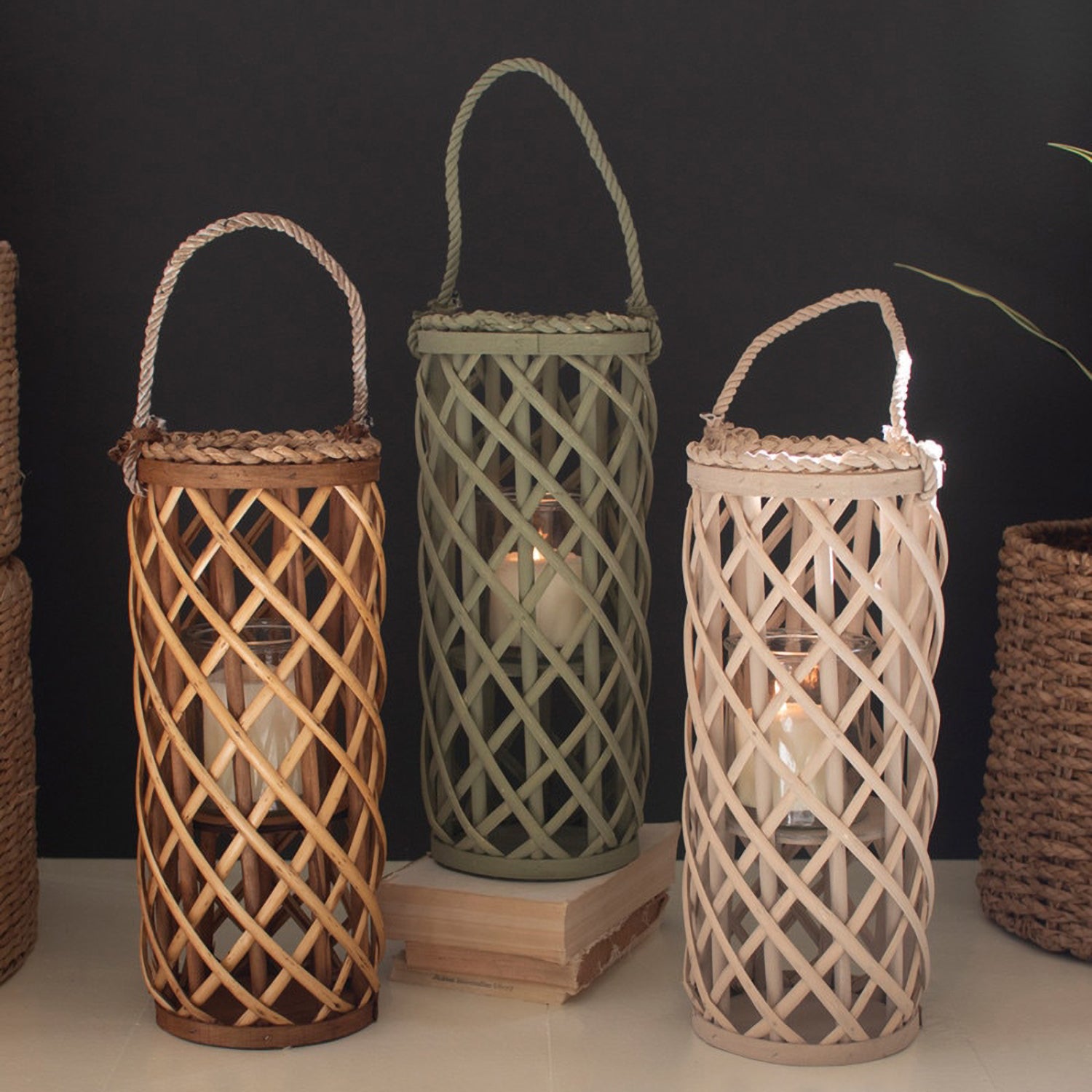 Short Willow Lantern Set of 3