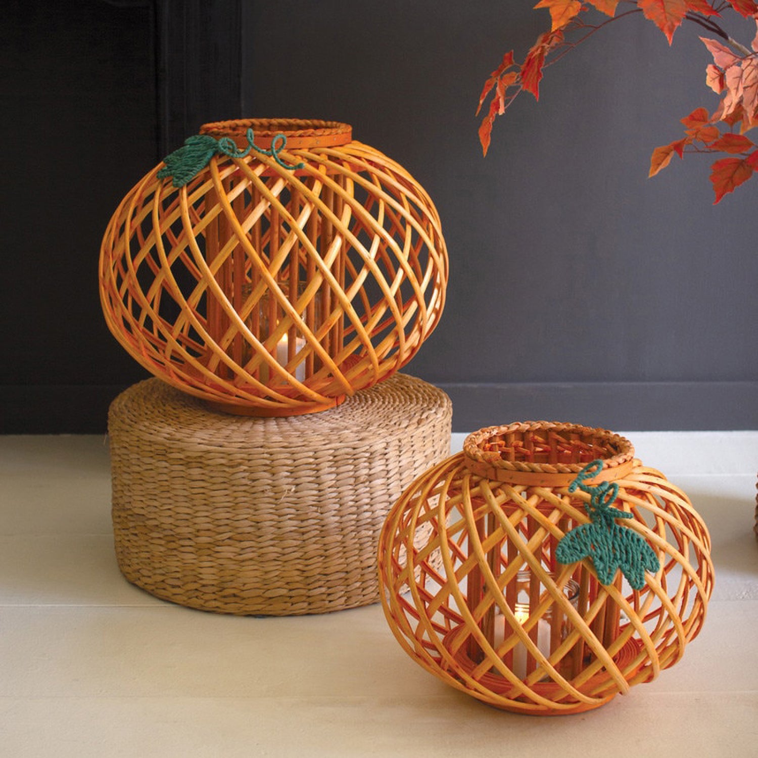 Willow Pumpkin Lantern Set of 2