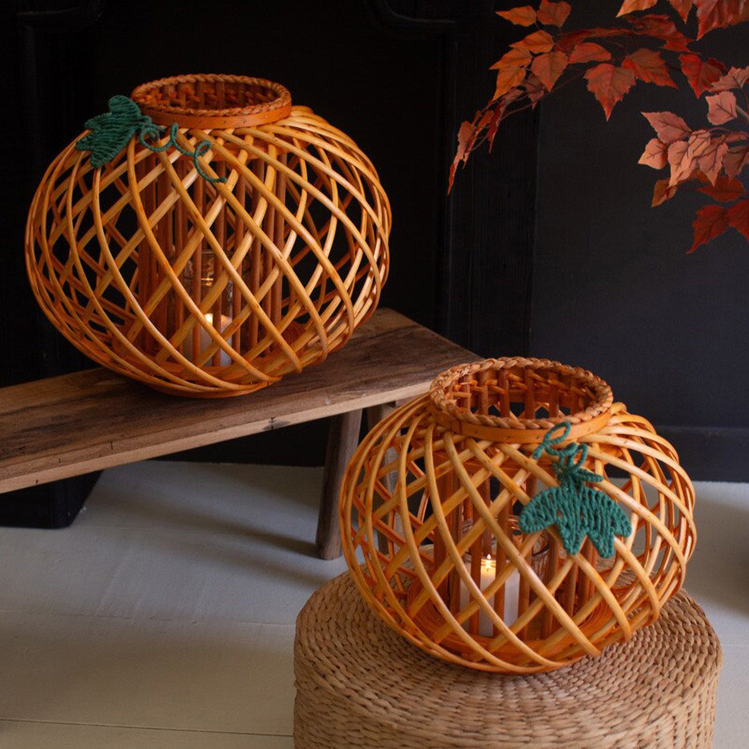 Willow Pumpkin Lantern Set of 2