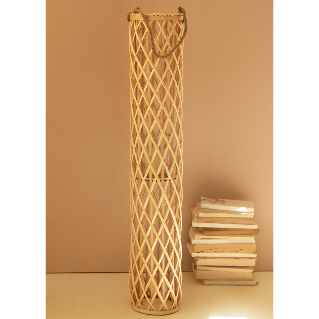 Tall Cylinder Willow Natural Lantern